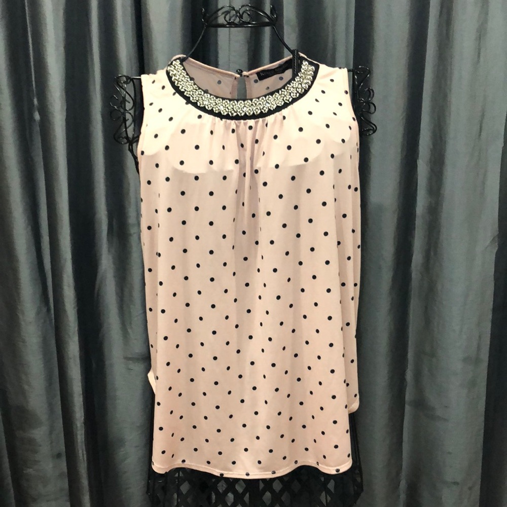 KNAPP STUDIO Tank Top-Style Blouse With Rhinestone Beaded Neckline